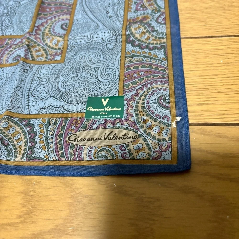 Giovanni Valentino Paisley Patterned Cotton Handkerchief/Bandana Scarf 47cm